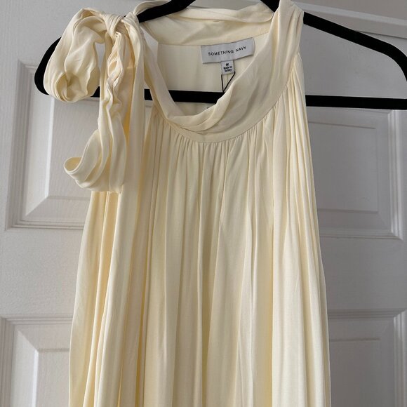 Something Navy Ivory Tie Neck Maxi Dress size M - Picture 1 of 3